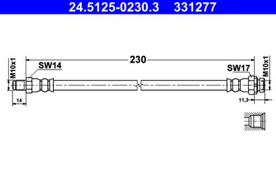ATE 24.5125-0230.3 Тормозной шланг  для BMW X1 (Бмв X1)