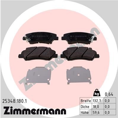 Комплект тормозных колодок, дисковый тормоз ZIMMERMANN 25348.180.1 для KIA STONIC