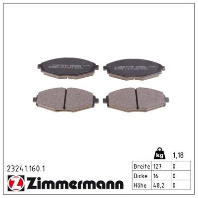 комплект спирачно феродо, дискови спирачки ZIMMERMANN 23241.160.1