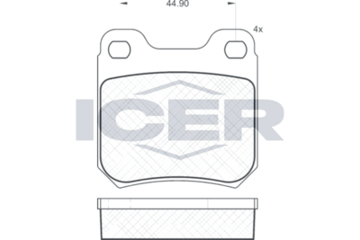 комплект спирачно феродо, дискови спирачки ICER 180692