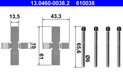 Комплектующие, колодки дискового тормоза ATE 13.0460-0038.2 для OPEL MANTA