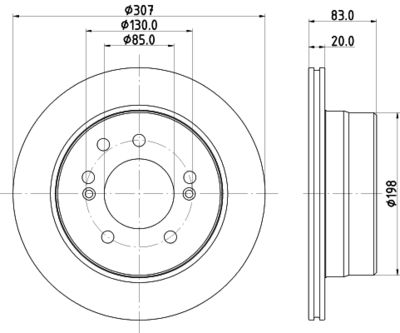 Тормозной диск HELLA 8DD 355 134-921 для SSANGYONG RODIUS