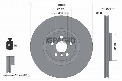 спирачен диск PAGID 56072NC
