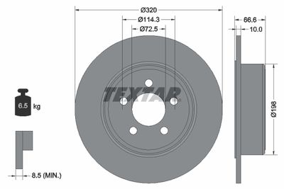 Тормозной диск TEXTAR 92234803 для DODGE CHALLENGER