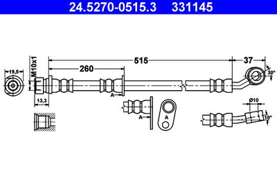 Тормозной шланг ATE 24.5270-0515.3 для HONDA CIVIC