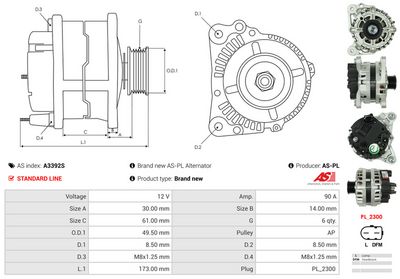 GENERATOR / ALTERNATOR AS-PL A3392S 4