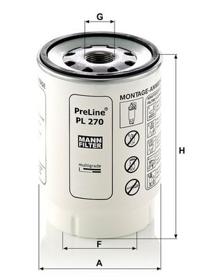 Brandstoffilter (geschroefd) past: DOOSAN DL200, DX140LC, DX140W, DX180LC, DX190W, DX225LC, DX225NLC  ROSTSELMASH 530, 410, 420