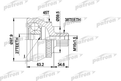 PATRON PCV1267 ШРУС  для VW PASSAT (Фольцваген Пассат)