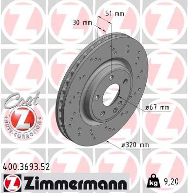 Тормозной диск ZIMMERMANN 400.3693.52 для INFINITI Q30