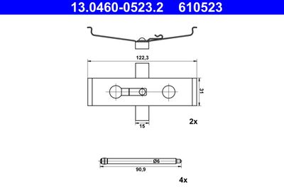 Комплектующие, колодки дискового тормоза ATE 13.0460-0523.2 для OPEL INSIGNIA