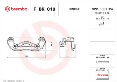 Brake Caliper Bracket Set F BK 010