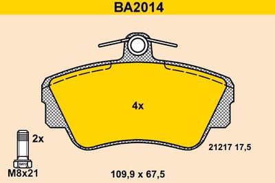 BA2014 BARUM Комплект тормозных колодок, дисковый тормоз