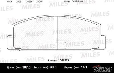 Комплект тормозных колодок, дисковый тормоз MILES E510319 для MAZDA 626