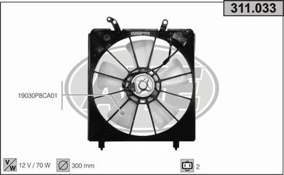Вентилятор, охлаждение двигателя AHE 311.033 для HONDA PRELUDE