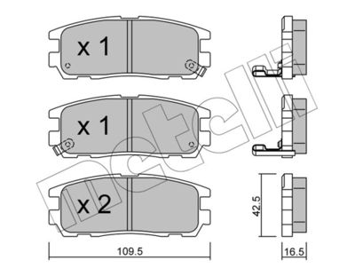 Комплект тормозных колодок, дисковый тормоз METELLI 22-0358-0 для GREAT WALL HOVER