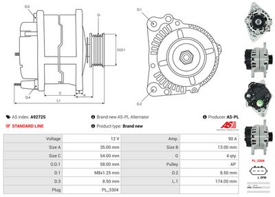 GENERATOR / ALTERNATOR AS-PL A9272S 4