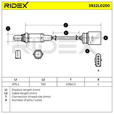 ламбда-сонда RIDEX 3922L0250