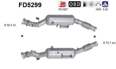 Filtr sadzy / filtr cząstek stałych, układ wydechowy AS FD5299