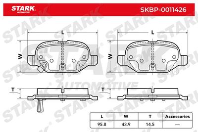 Комплект тормозных колодок, дисковый тормоз Stark SKBP-0011426 для FIAT PANDA