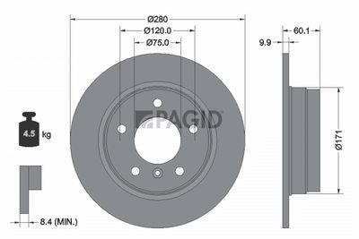 спирачен диск PAGID 50413NC