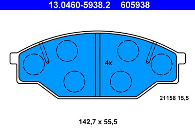 Комплект тормозных колодок, дисковый тормоз ATE 13.0460-5938.2 для TOYOTA DYNA