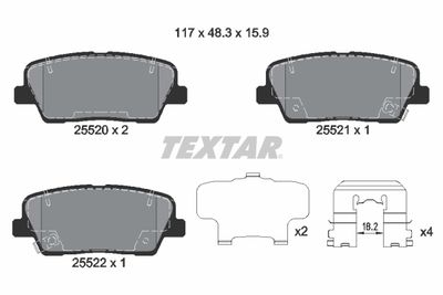 Комплект тормозных колодок, дисковый тормоз TEXTAR 2552001 для KIA STINGER