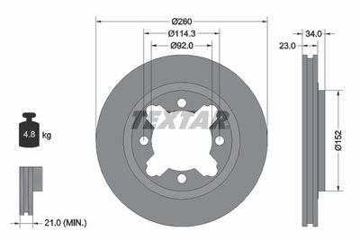 Тормозной диск TEXTAR 92081500 для ROVER 600