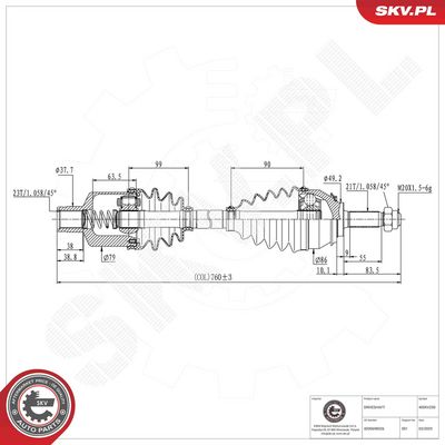 Hnací hřídel ESEN SKV 40SKV250