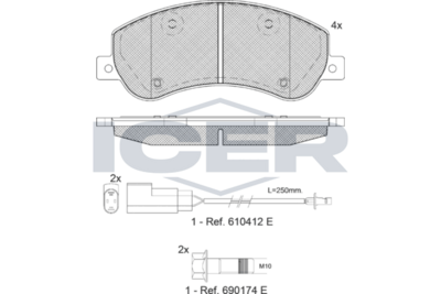 Kit de plaquettes de frein, frein à disque ICER