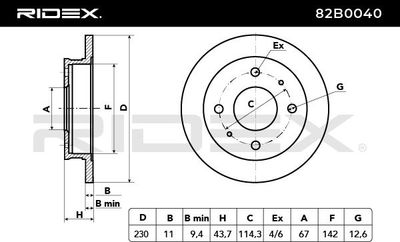 спирачен диск RIDEX 82B0040