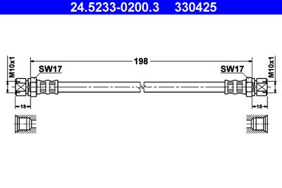 Тормозной шланг ATE 24.5233-0200.3 для DAEWOO NEXIA