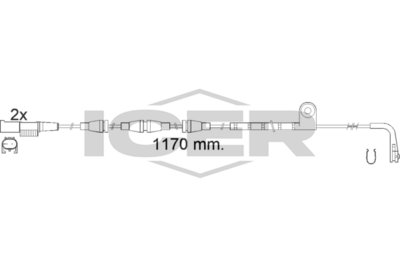 предупредителен контактен сензор, износване на накладките ICER 610550 E C
