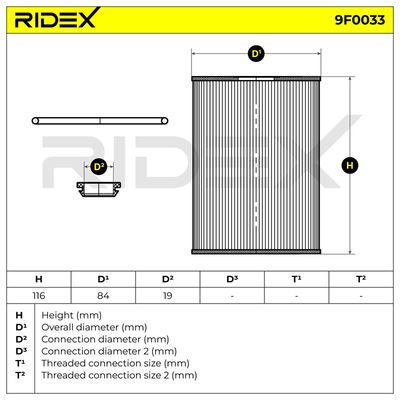 горивен филтър RIDEX 9F0033