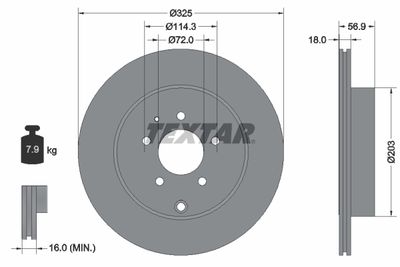 Тормозной диск TEXTAR 92223603 для MAZDA CX-9