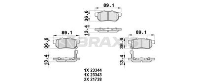 BRAXIS AB0455 Тормозные колодки и сигнализаторы  для HONDA CIVIC V седан (EG, EH) 1.6 16V Vtec (EH9)