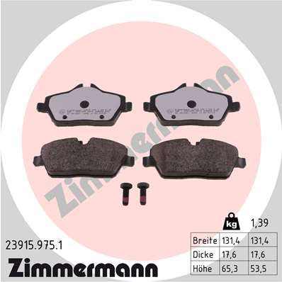 Комплект тормозных колодок, дисковый тормоз ZIMMERMANN 23915.975.1 для BMW i3