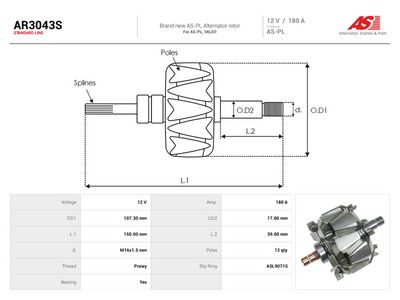 Rotor, generátor AS-PL AR3043S
