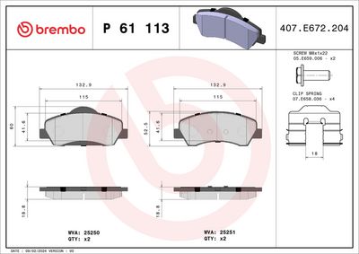 Brake Pad Set, disc brake P 61 113