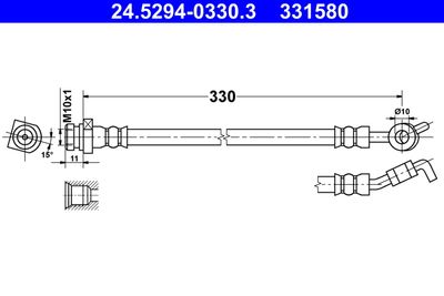 ATE 24.5294-0330.3 Тормозной шланг  для HYUNDAI ix35 (Хендай Иx35)