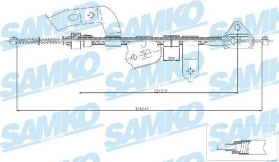 Тросик, cтояночный тормоз SAMKO C0132B для CITROËN C1