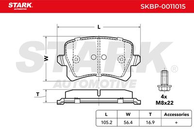 комплект спирачно феродо, дискови спирачки STARK SKBP-0011015