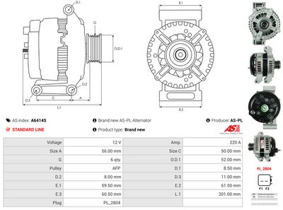 GENERATOR / ALTERNATOR AS-PL A6414S 4