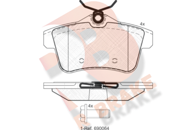 Комплект тормозных колодок, дисковый тормоз R BRAKE RB1928 для CITROËN DS4