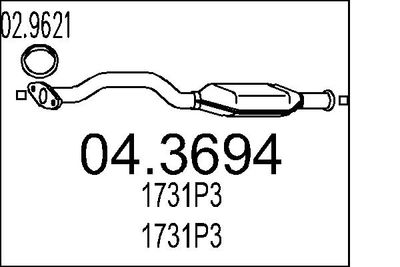 MTS 04.3694 Катализатор  для PEUGEOT 106 (Пежо 106)