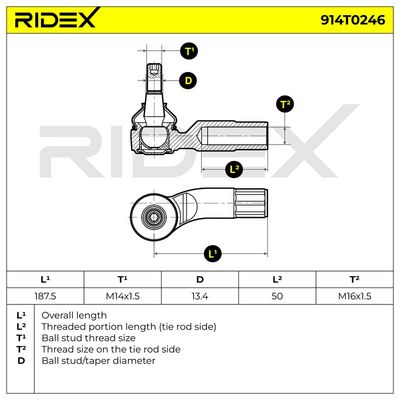 накрайник на напречна кормилна щанга RIDEX 914T0246