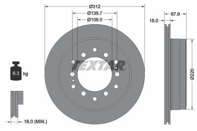 Тормозной диск TEXTAR 92231003 для TOYOTA FJ CRUISER