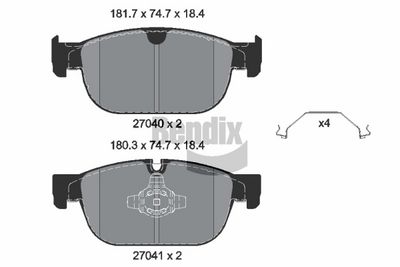 комплект спирачно феродо, дискови спирачки BENDIX Braking BPD2665