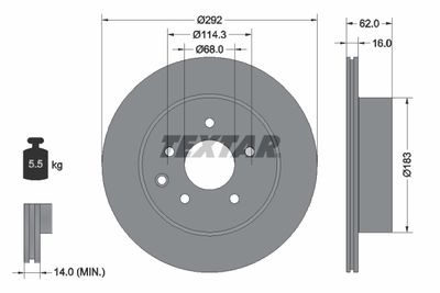 Тормозной диск TEXTAR 92144003 для NISSAN ROGUE