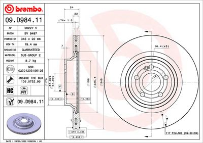 Bromsskiva BREMBO 09.D984.11