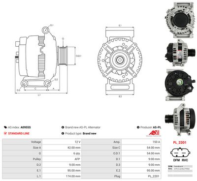 GENERATOR / ALTERNATOR AS-PL A0955S 4